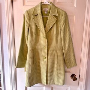 Retro Worthington Light Green Blazer Jacket Size 6 Patterned Business Coat Women